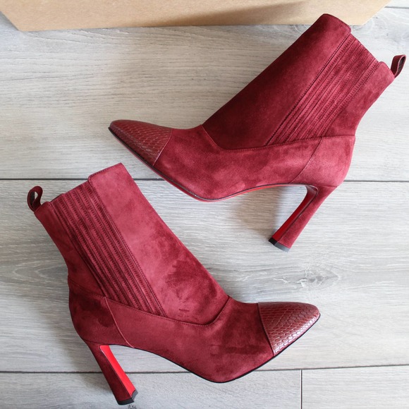 Christian Louboutin Me In The 90s Maroon Suede Booties 37.5 - Picture 6 of 15
